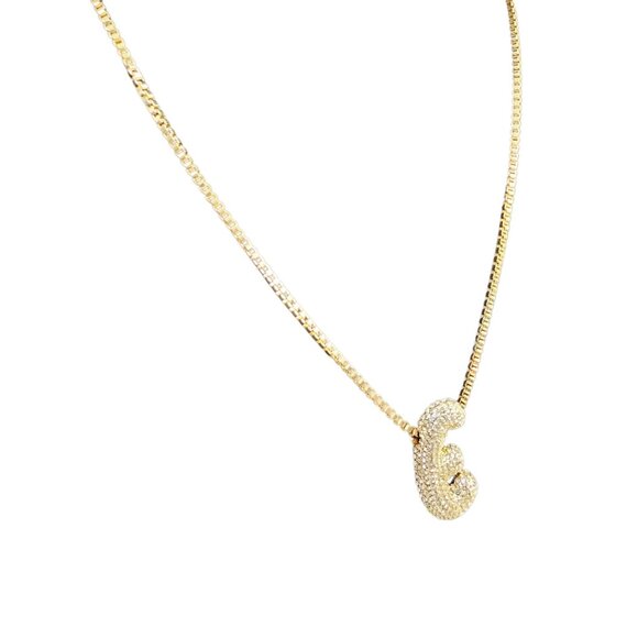 Baublebar Pave Bubble Initial "E"‎ Necklace Gold Tone NWOT - Picture 4 of 7